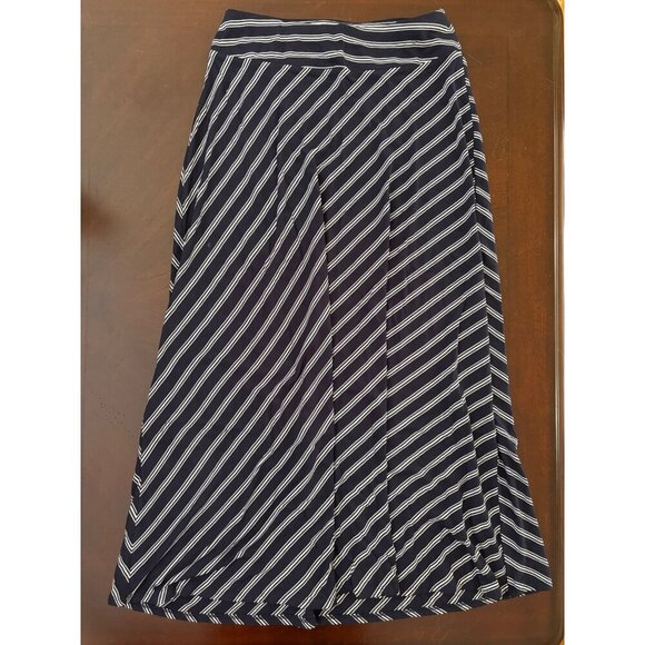 Talbots Navy Nautical Striped Pull on Skirt Maxi Length Size Small - Picture 2 of 9